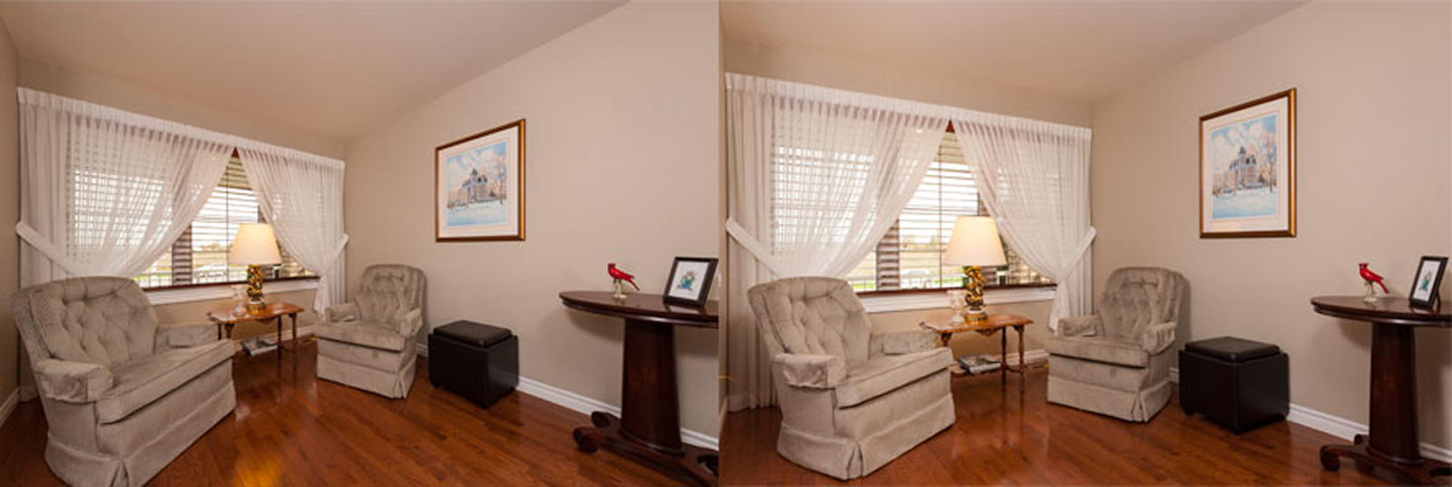 Left: Shot with an ultra-wide lens / Right: Shot with a standard lens – Source: finehomesphoto