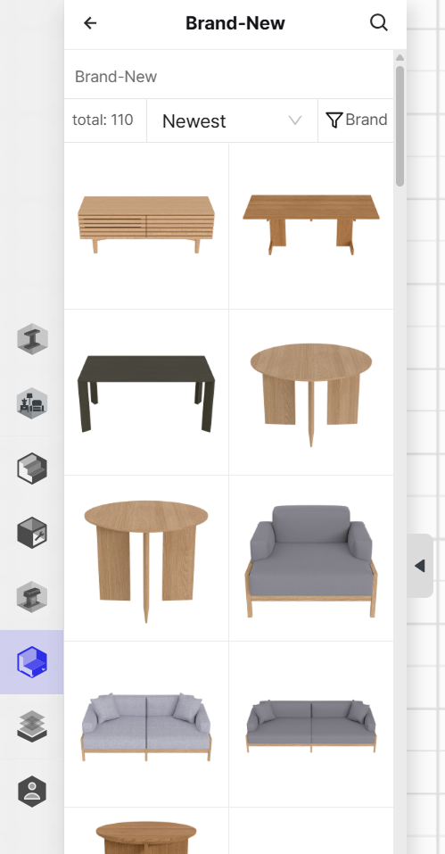 A wide range of furniture options available in Archisketch