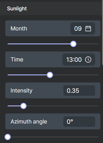 You can adjust sunlight based on different times of day and even by month.