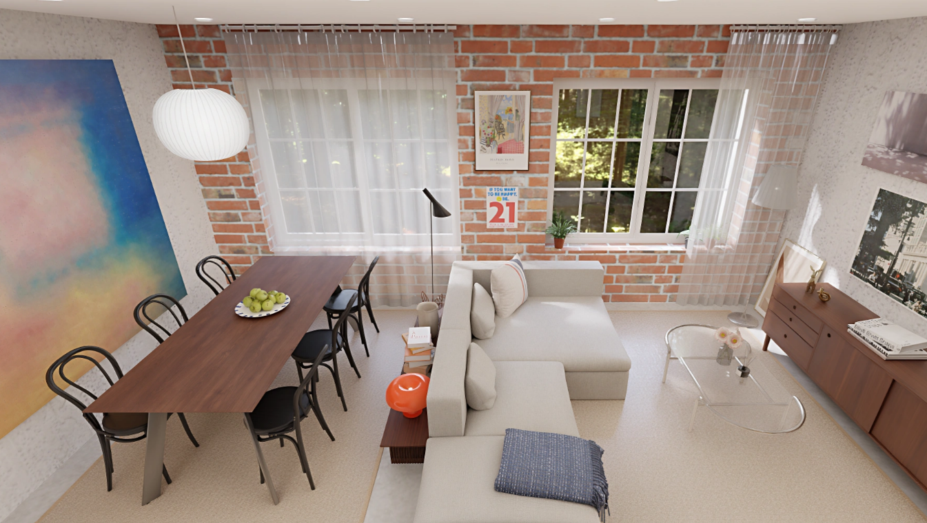 An interior rendered with Archisketch