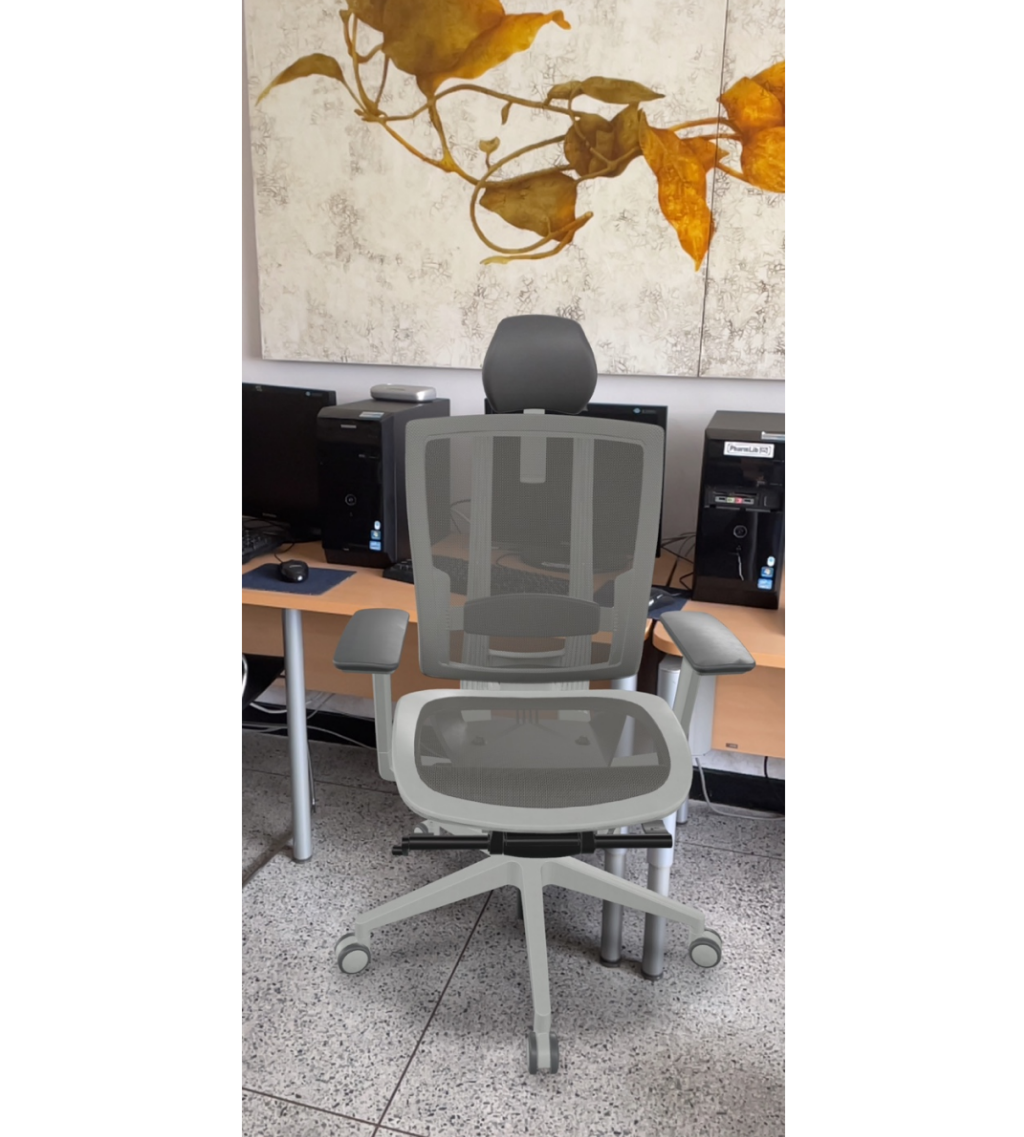 Archisketch customer “Duoback” chair placed in a real office space using the AR feature